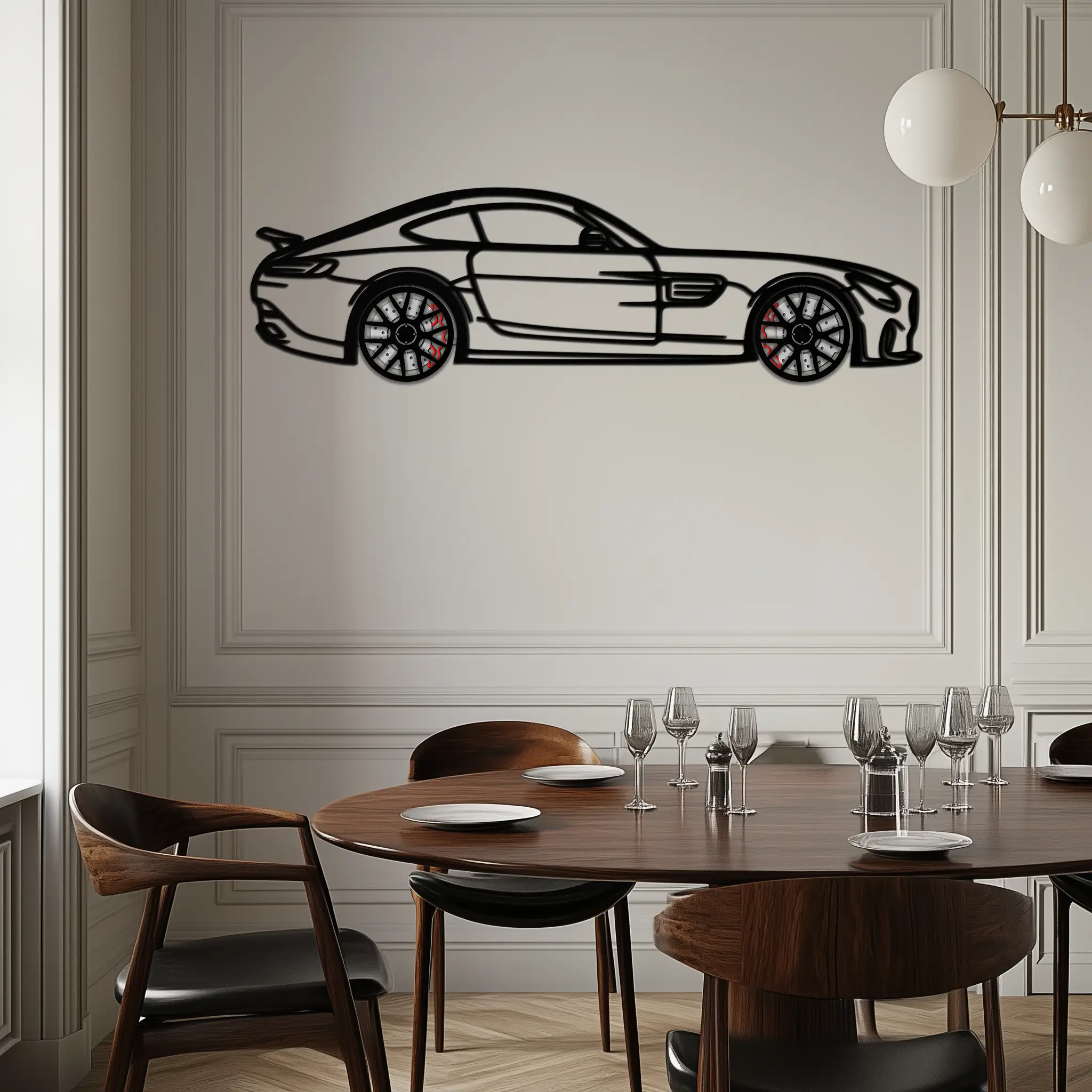 Mercedes AMG GTS Metal Wall Art – Rotating Wheel Luxury Car Decor – Perfect Gift for Car Enthusiasts - KAFMEKA073 by Enova Art