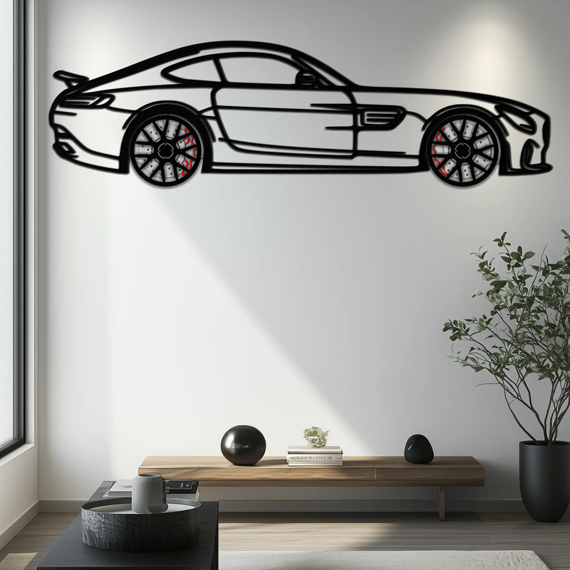 Mercedes AMG GTS Metal Wall Art – Rotating Wheel Luxury Car Decor – Perfect Gift for Car Enthusiasts - KAFMEKA073 by Enova Art