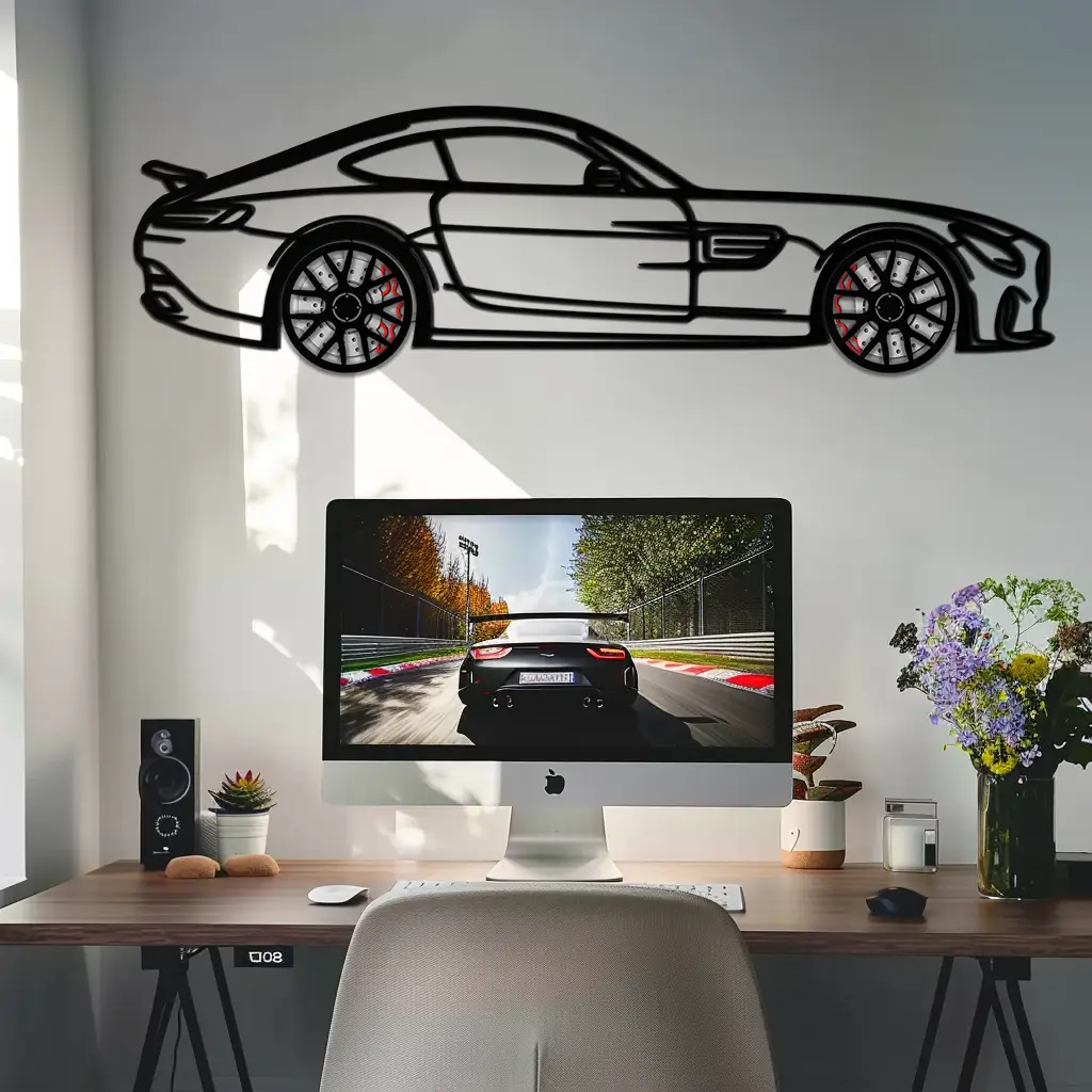 Mercedes AMG GTS Metal Wall Art – Rotating Wheel Luxury Car Decor – Perfect Gift for Car Enthusiasts - KAFMEKA073 by Enova Art