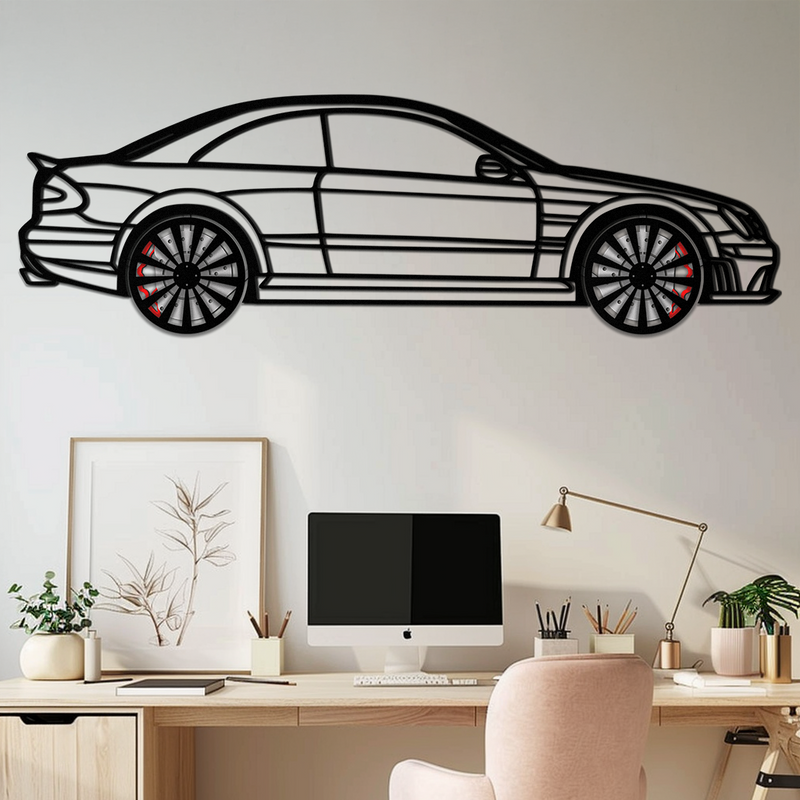 Mercedes CLK63 Metal Wall Art – Spinning Wheel Garage Decor for Car Enthusiasts - KAFMEKA076 by Enova Art