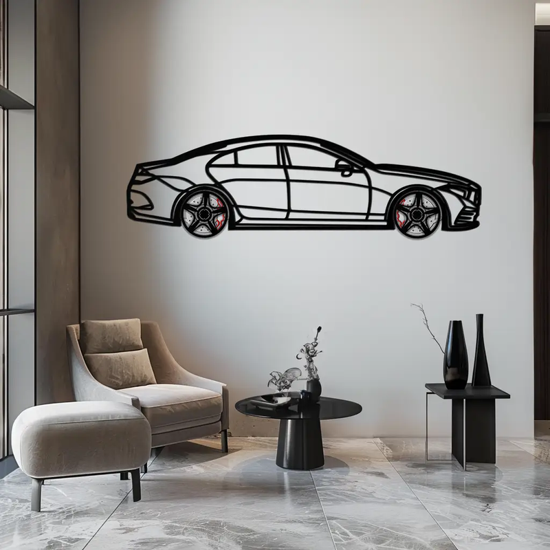 Mercedes CLS Metal Car Wall Art – Rotating Wheels • Luxury Automotive Decor Gift - KAFMEKA077 by Enova Art