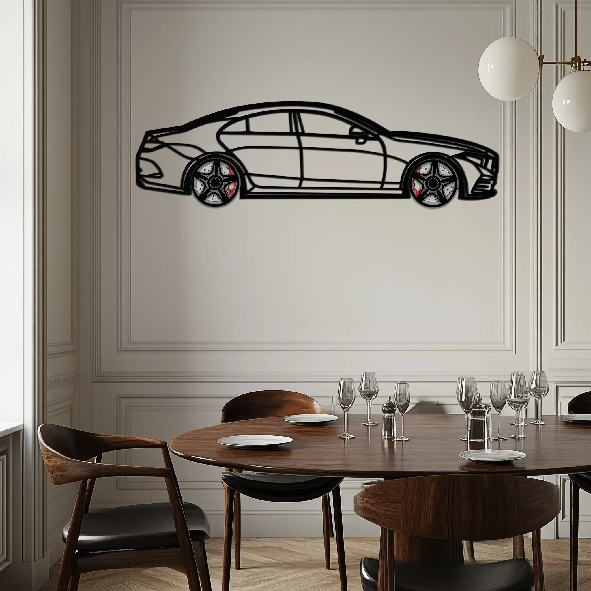 Mercedes CLS Metal Car Wall Art – Rotating Wheels • Luxury Automotive Decor Gift - KAFMEKA077 by Enova Art