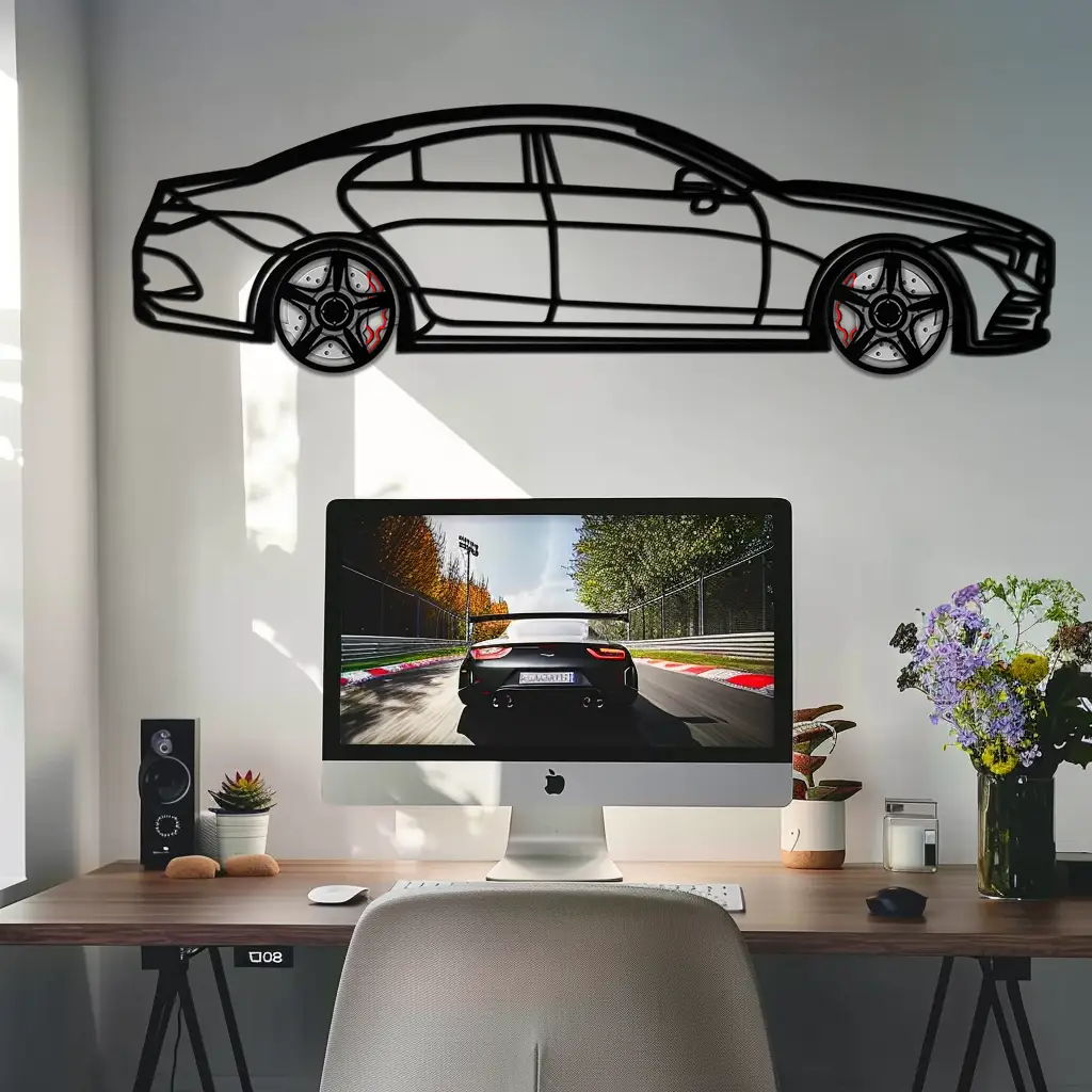 Mercedes CLS Metal Car Wall Art – Rotating Wheels • Luxury Automotive Decor Gift - KAFMEKA077 by Enova Art