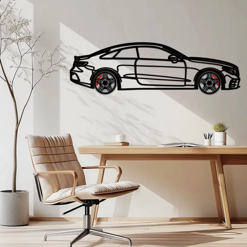 Mercedes E53 AMG Rotating Wheel Metal Wall Art – Luxury Coupe Silhouette Decor for Car Enthusiasts- KAFMEKA078 by Enova Art