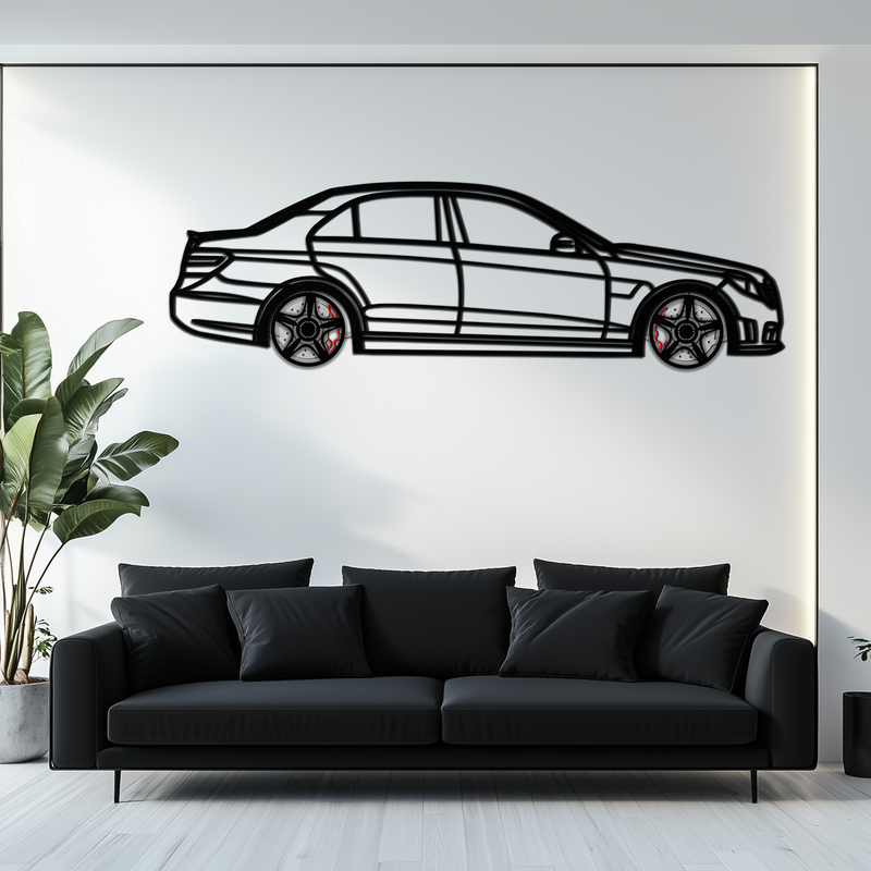 Mercedes E63 AMG Metal Wall Art – Rotating Wheels • Luxury Car Silhouette • Perfect Gift for Mercedes Lovers- KAFMEKA079 by Enova Art