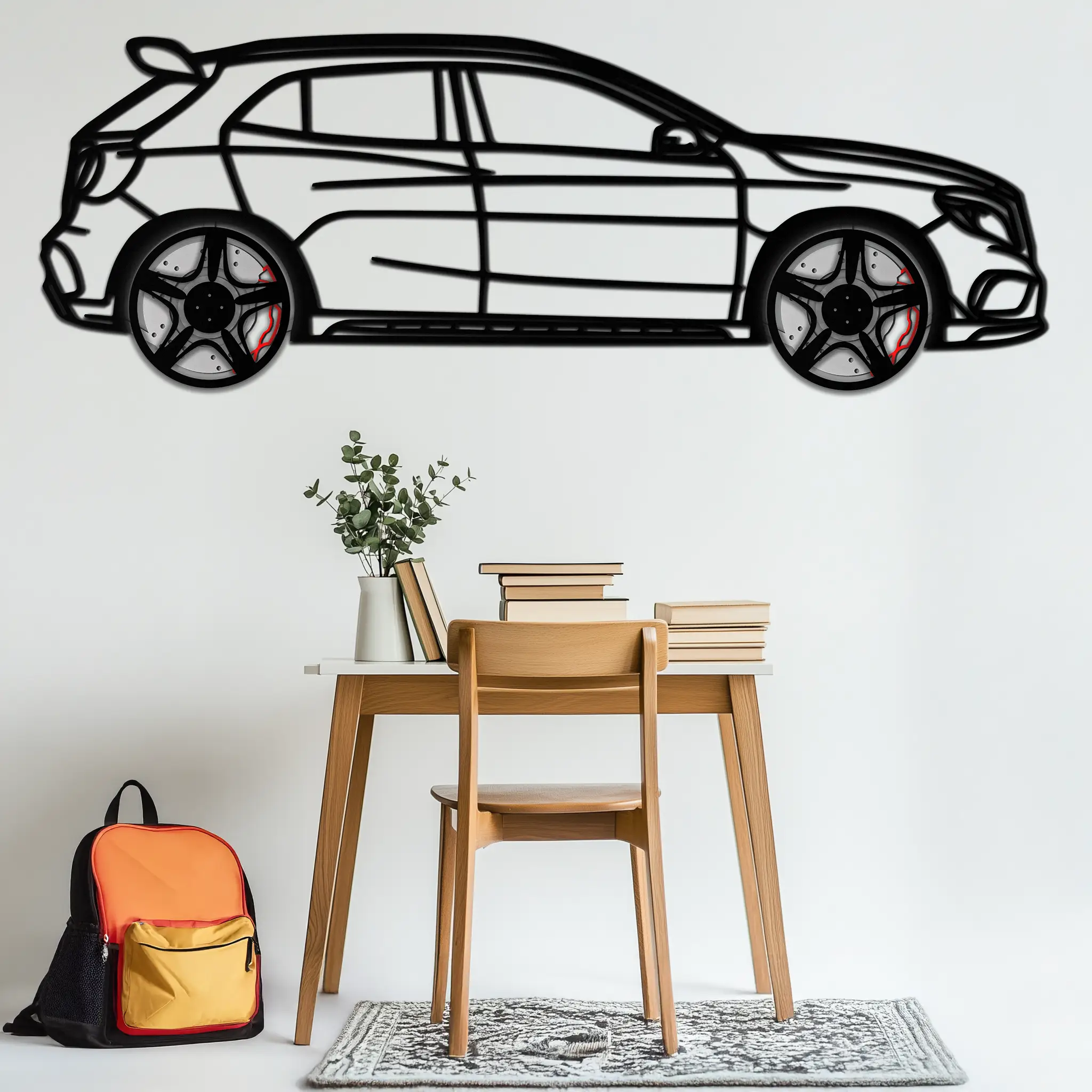 Mercedes GLA 45 Metal Wall Art – Rotating Wheel Car Silhouette Decor | Luxury Automotive Gift for Car Lovers- KAFMEKA080 by Enova Art