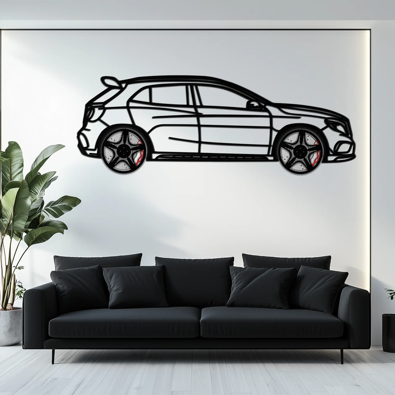 Mercedes GLA 45 Metal Wall Art – Rotating Wheel Car Silhouette Decor | Luxury Automotive Gift for Car Lovers- KAFMEKA080 by Enova Art