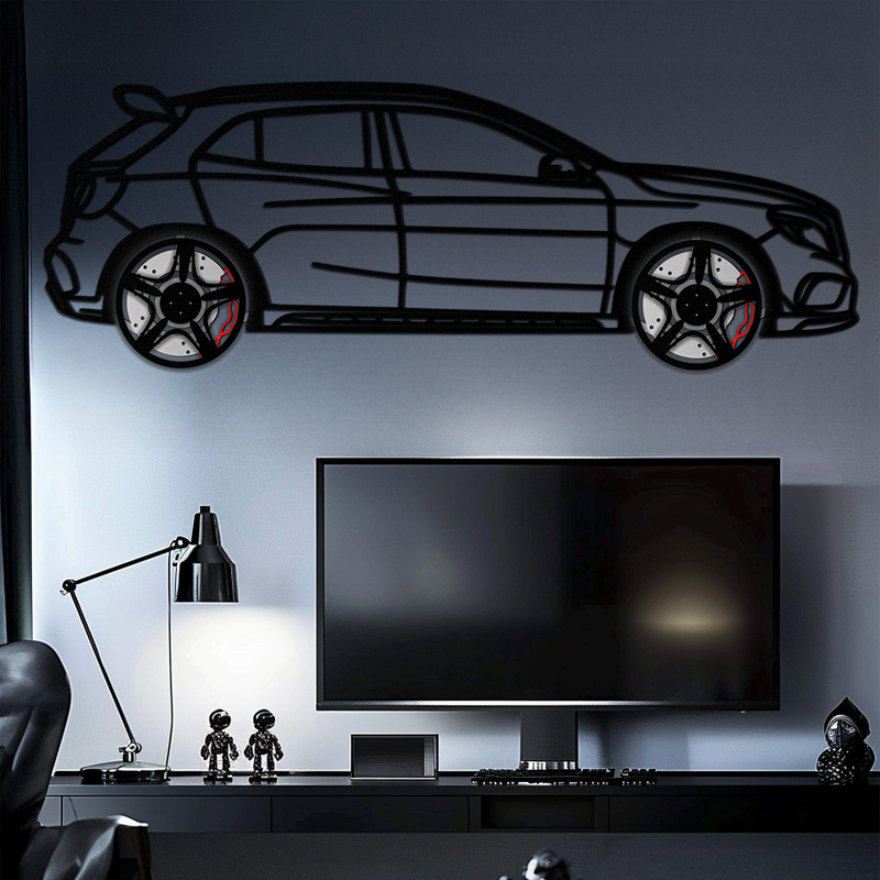 Mercedes GLA 45 Metal Wall Art – Rotating Wheel Car Silhouette Decor | Luxury Automotive Gift for Car Lovers- KAFMEKA080 by Enova Art