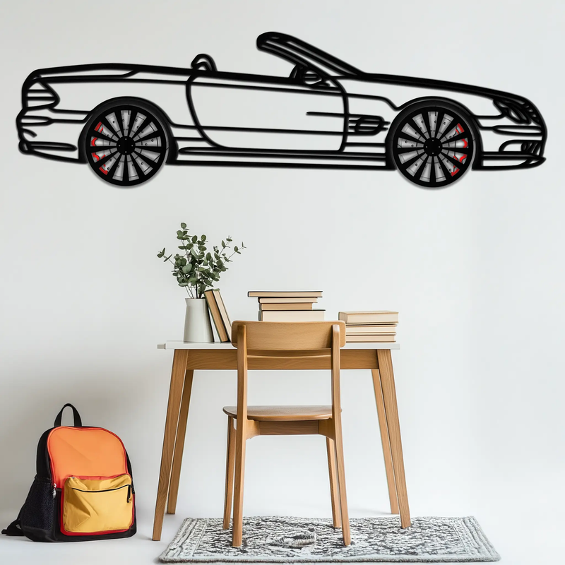 Mercedes SL55 R230 Metal Wall Art – Rotating Wheels Car Silhouette Decor – AMG-Inspired Gift for Car Lovers 🚗✨ -KAFMEKA082 by Enova Art