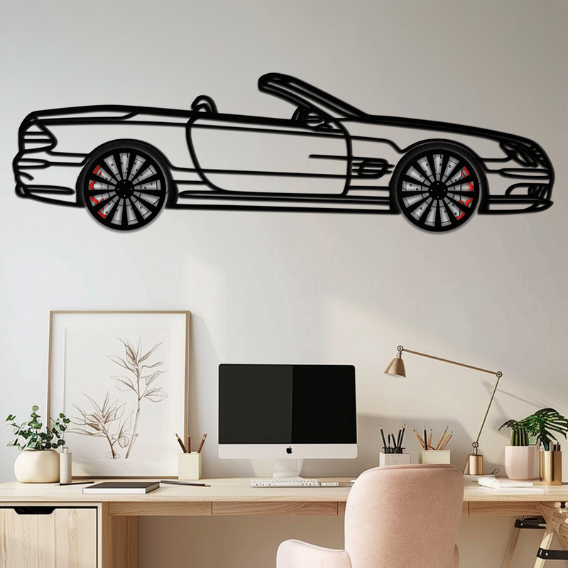 Mercedes SL55 R230 Metal Wall Art – Rotating Wheels Car Silhouette Decor – AMG-Inspired Gift for Car Lovers 🚗✨ -KAFMEKA082 by Enova Art