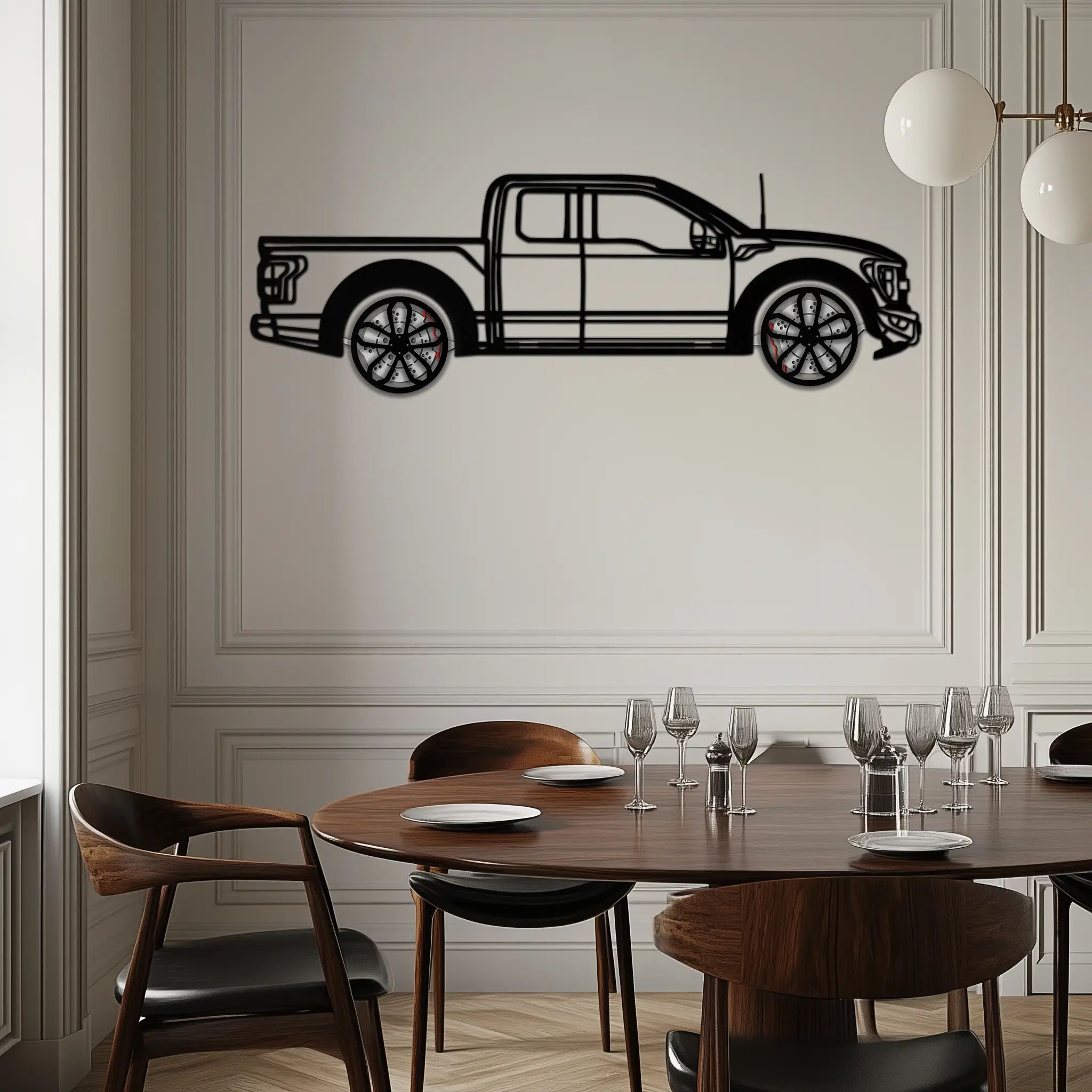 Ford F-150 Raptor Metal Wall Art with Rotating Wheels - 3D Interactive Truck Silhouette - Garage & Office Decor-KAFMEKA085 by Enova Art