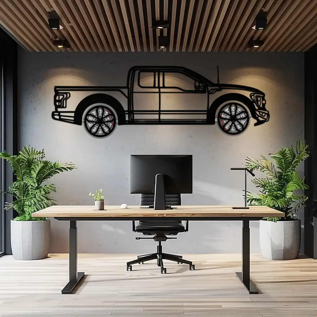 Ford F-150 Raptor Metal Wall Art with Rotating Wheels - 3D Interactive Truck Silhouette - Garage & Office Decor-KAFMEKA085 by Enova Art