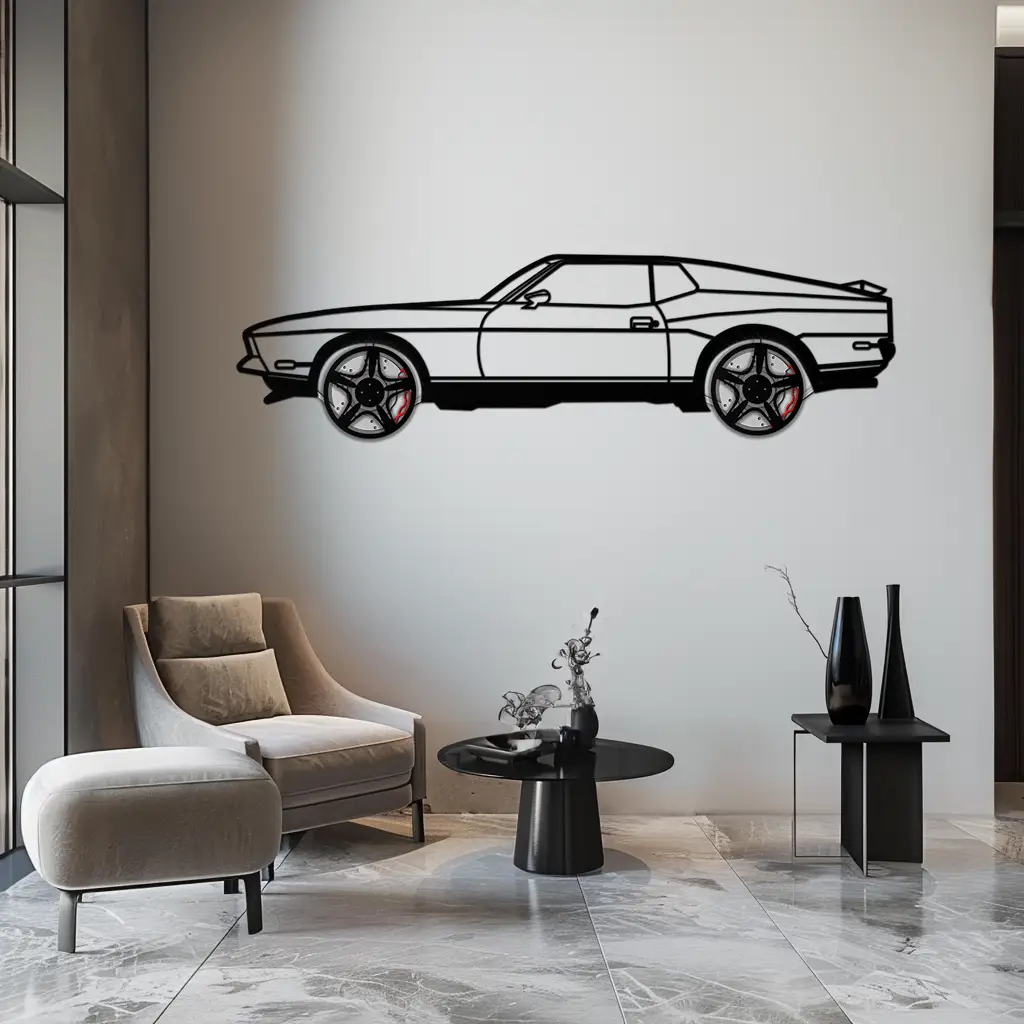 Ford Mustang 1971 Metal Car Wall Art – Rotating Wheels Classic Muscle Car Decor, Garage & Office Gift-KAFMEKA086 by Enova Art