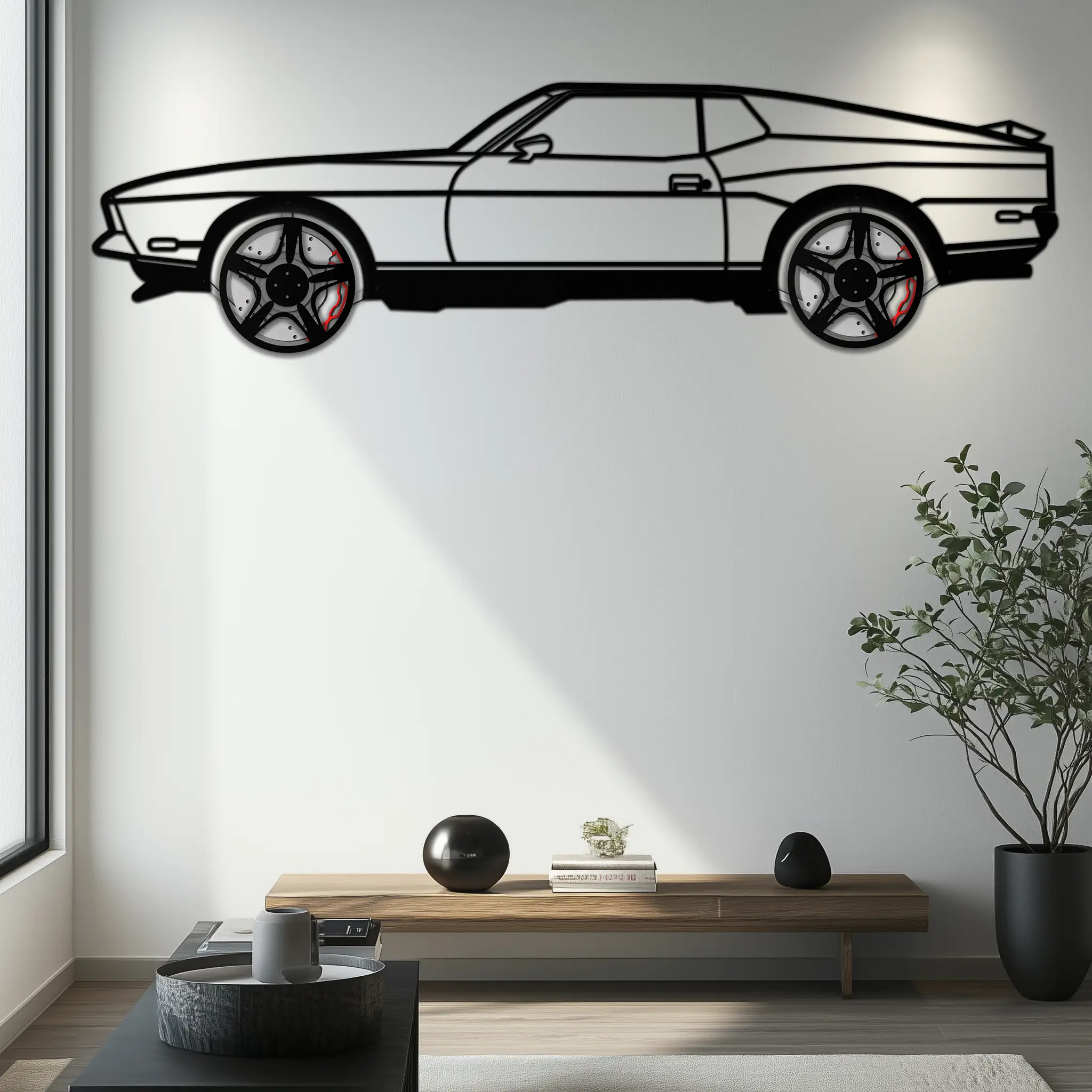 Ford Mustang 1971 Metal Car Wall Art – Rotating Wheels Classic Muscle Car Decor, Garage & Office Gift-KAFMEKA086 by Enova Art