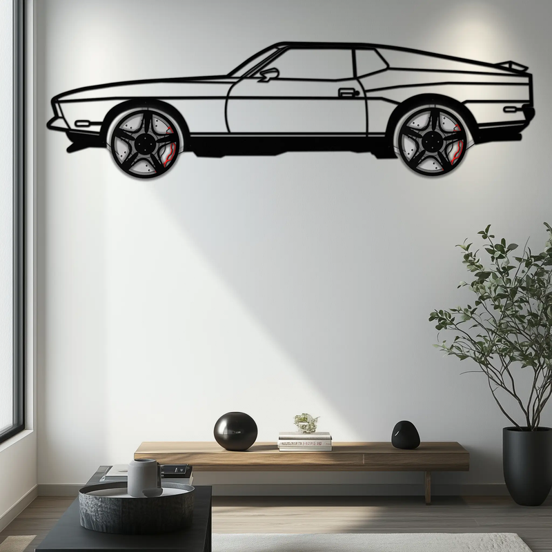 Ford Mustang 1971 Metal Car Wall Art – Rotating Wheels Classic Muscle Car Decor, Garage & Office Gift-KAFMEKA086 by Enova Art