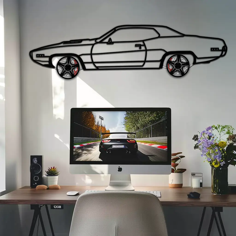 1971 Road Runner Side Profile Metal Wall Art – Classic Muscle Car Silhouette with Rotating Wheels | Garage & Office Decor Gift-KAFMEKA087 by Enova Art