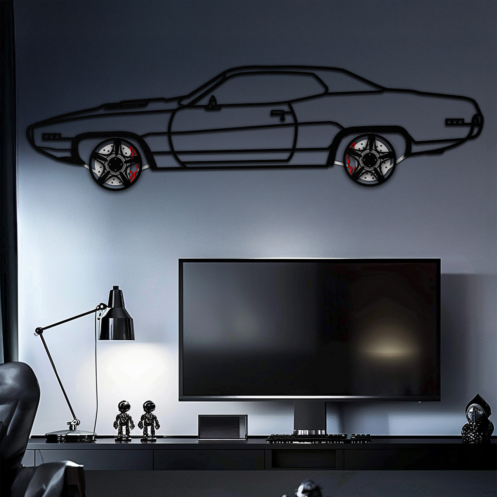 1971 Road Runner Side Profile Metal Wall Art – Classic Muscle Car Silhouette with Rotating Wheels | Garage & Office Decor Gift-KAFMEKA087 by Enova Art