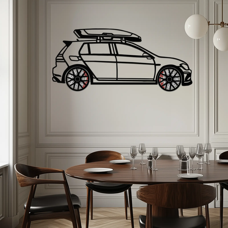 Volkswagen Golf R Spectrum Metal Wall Art – Rotating Wheels Car Silhouette Wall Decor, Unique Gift for Car Lovers-KAFMEKA090 by Enova Art