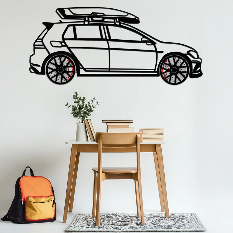 Volkswagen Golf R Spectrum Metal Wall Art – Rotating Wheels Car Silhouette Wall Decor, Unique Gift for Car Lovers-KAFMEKA090 by Enova Art