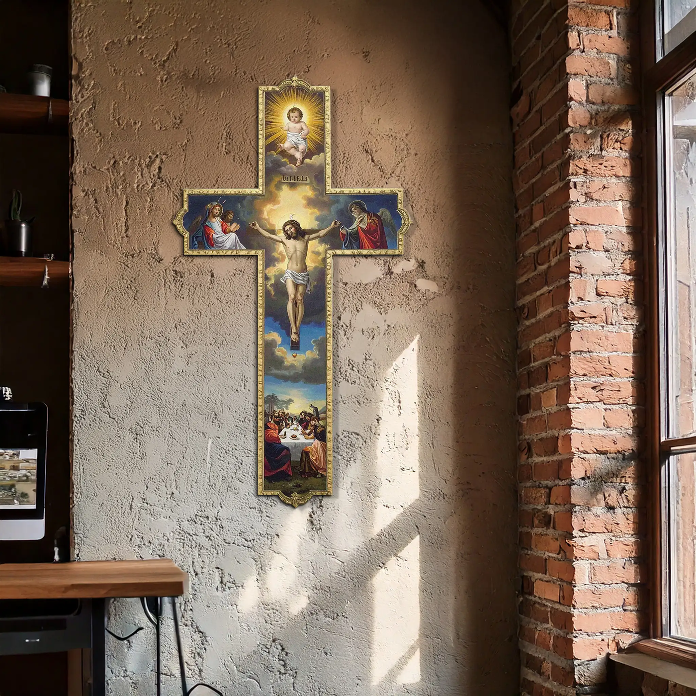 Sacred Cross Metal Wall Art – Christian UV Printed Religious Decor-KAFUVM011 by Enova Art
