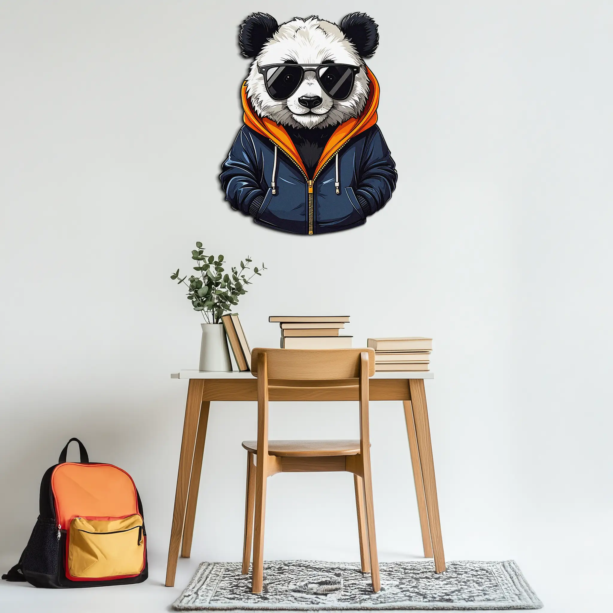 Cool Panda with Hoodie Metal Wall Art – Urban Animal UV Print Decor-KAFUVM001 by Enova Art