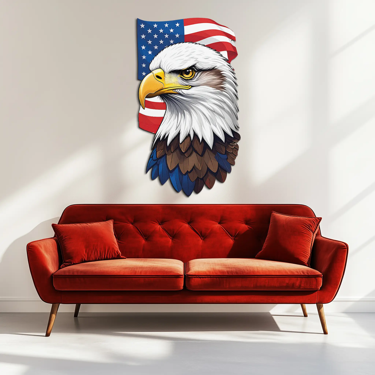 American Eagle Metal Wall Art – Patriotic UV Printed Decor-KAFUVM003 by Enova Art