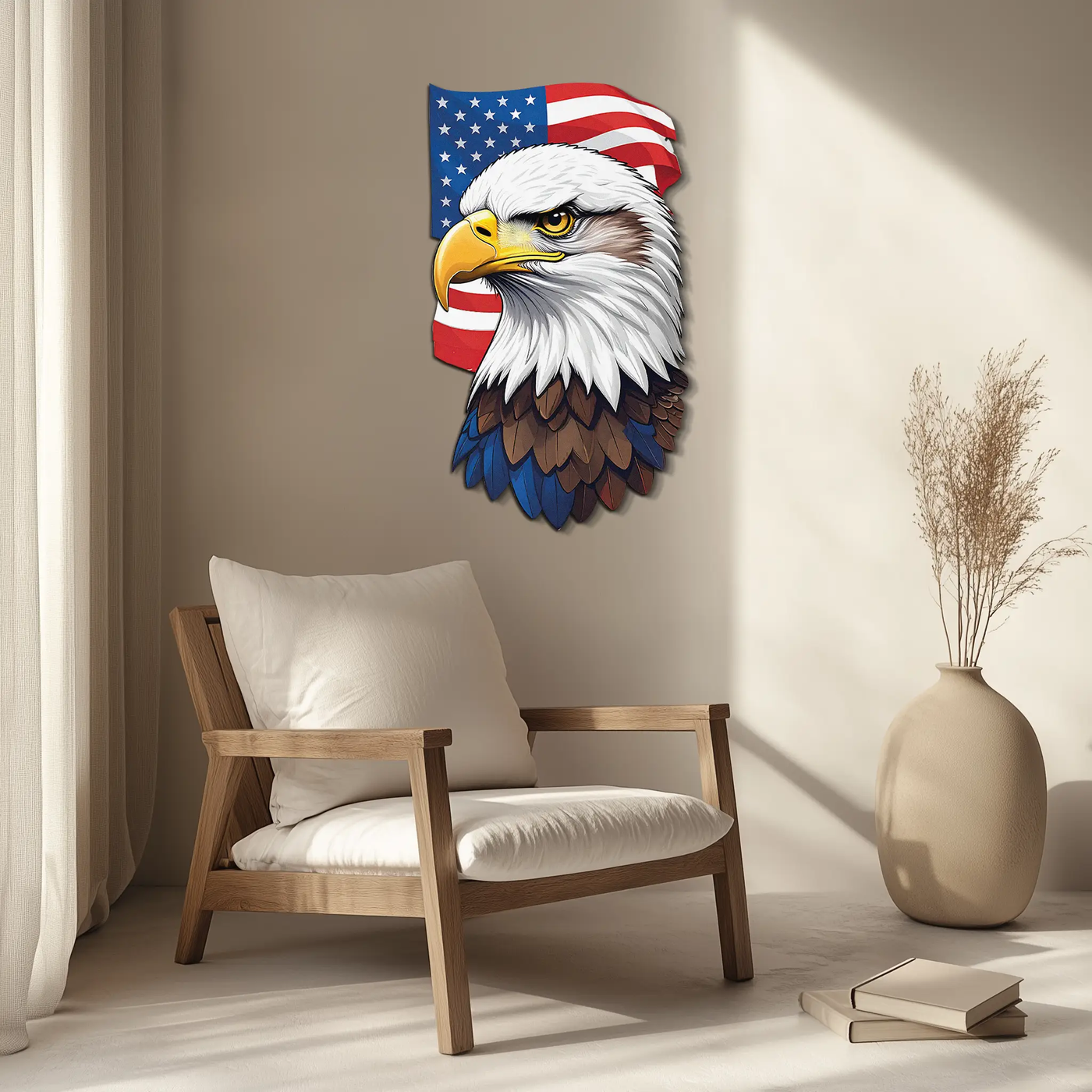 American Eagle Metal Wall Art – Patriotic UV Printed Decor-KAFUVM003 by Enova Art