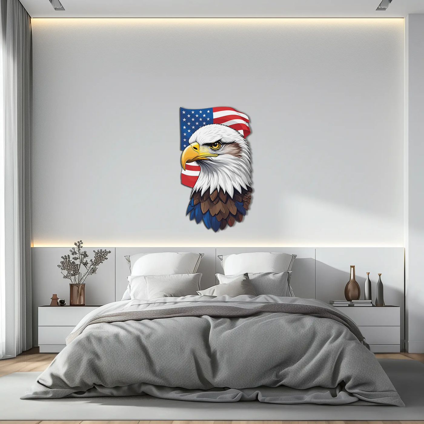American Eagle Metal Wall Art – Patriotic UV Printed Decor-KAFUVM003 by Enova Art