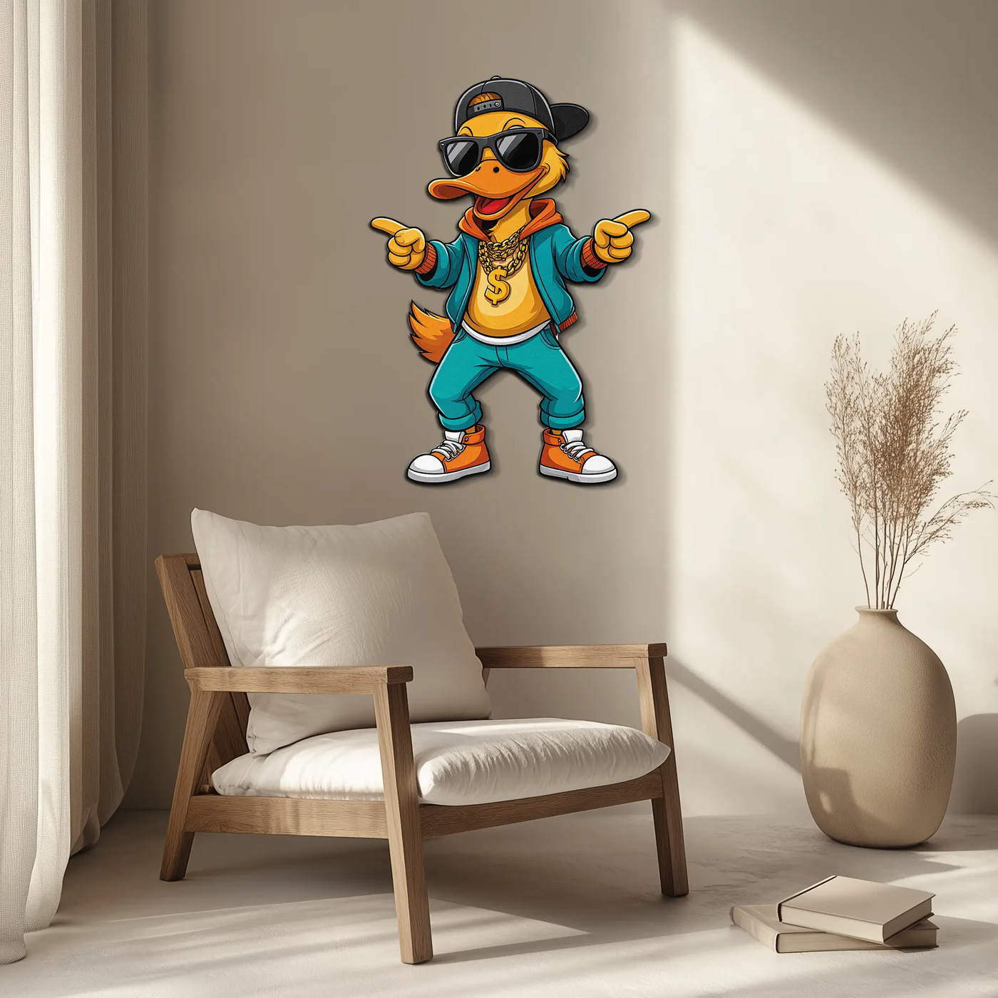 Hip Hop Duck Metal Wall Art – Funny UV Printed Urban Decor-KAFUVM004 by Enova Art