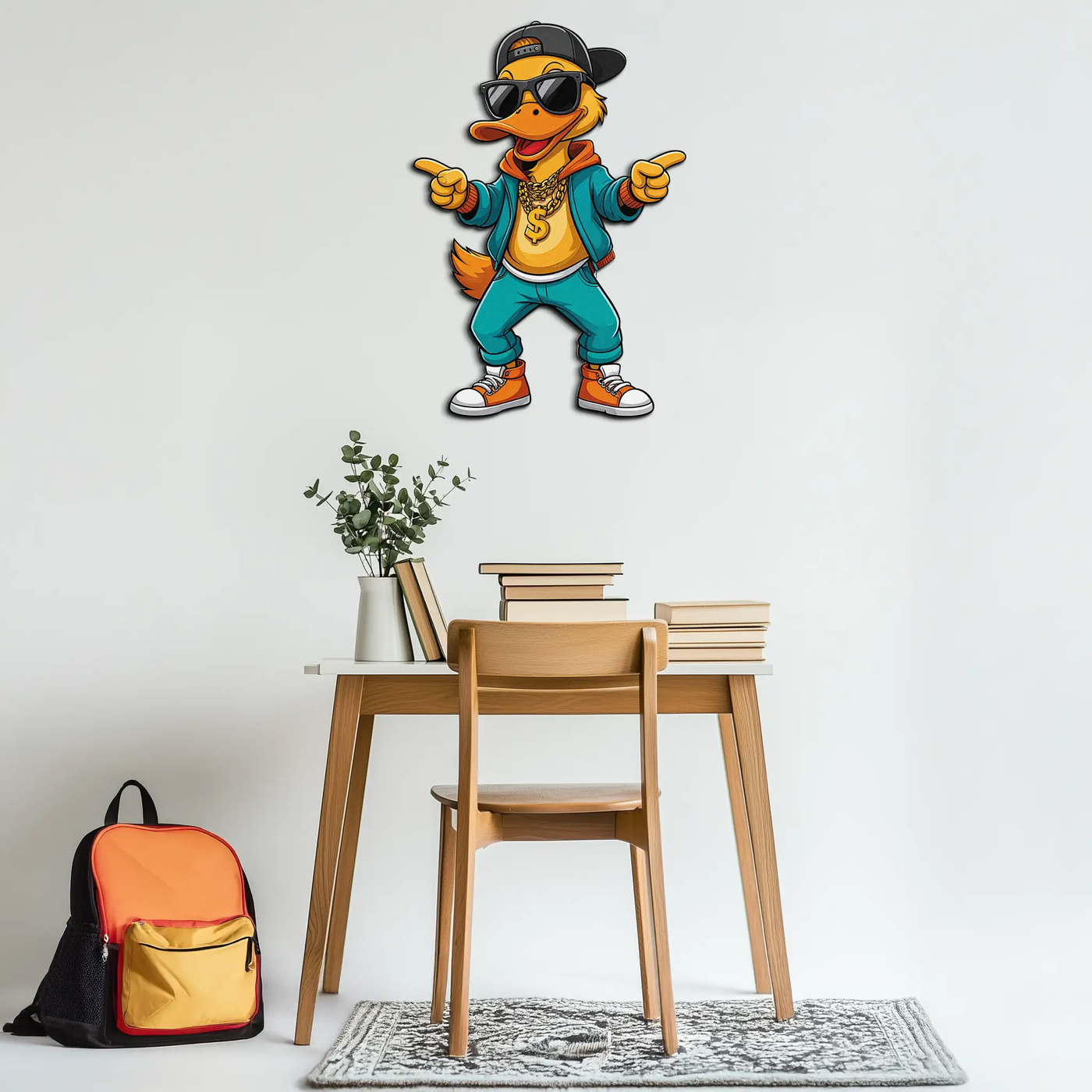 Hip Hop Duck Metal Wall Art – Funny UV Printed Urban Decor-KAFUVM004 by Enova Art