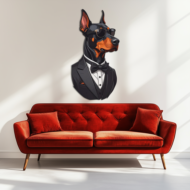 Gentleman Doberman Metal Wall Art – Cool Dog UV Decor-KAFUVM005 by Enova Art