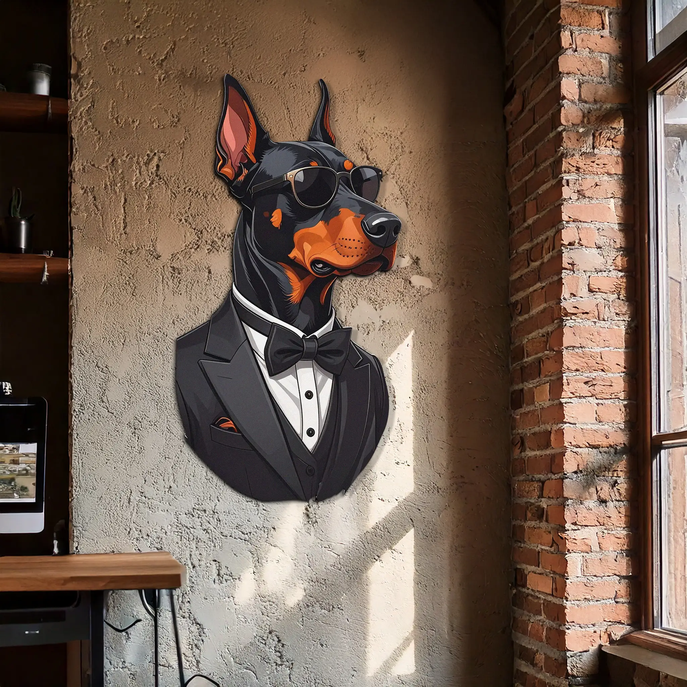 Gentleman Doberman Metal Wall Art – Cool Dog UV Decor-KAFUVM005 by Enova Art