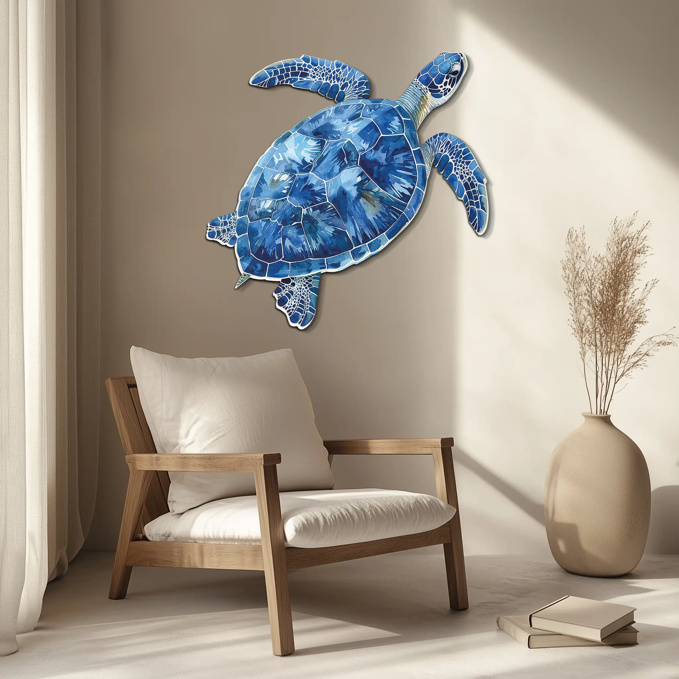 Blue Mosaic Sea Turtle Metal Wall Art – Ocean UV Decor-KAFUVM007 by Enova Art