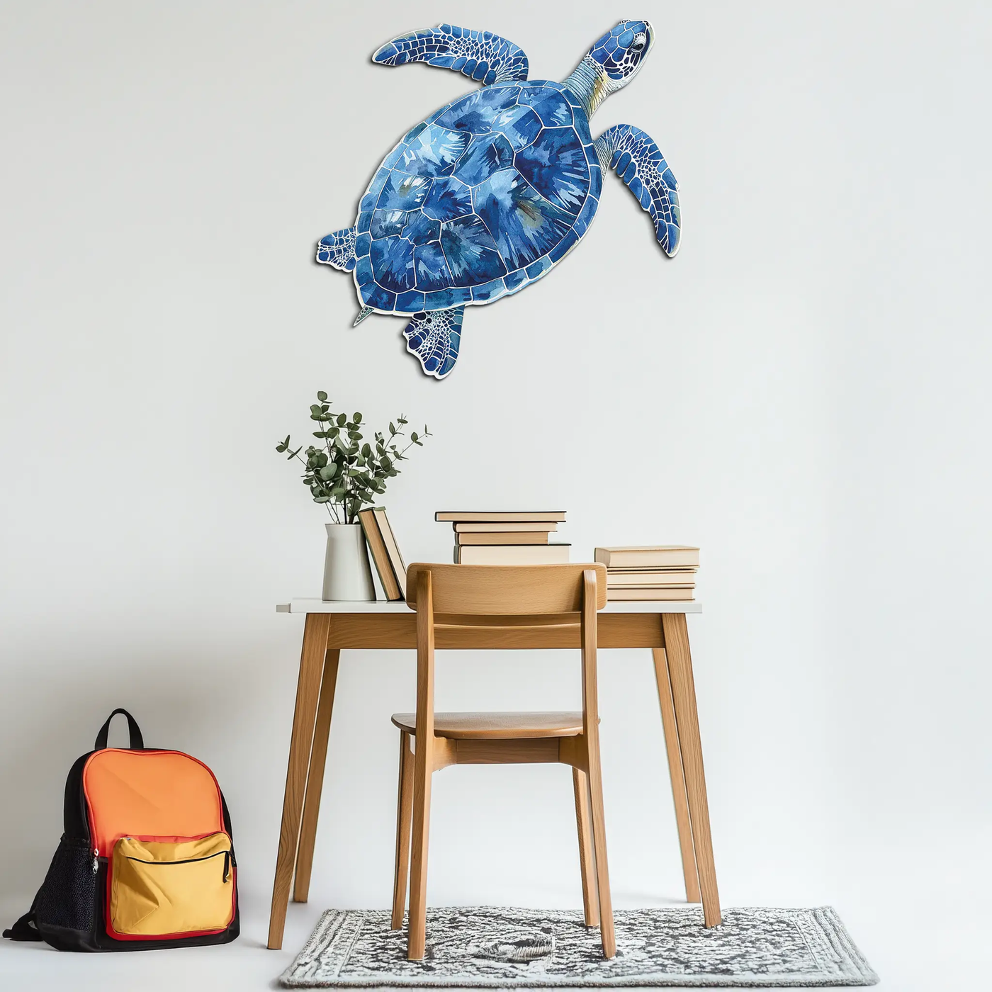 Blue Mosaic Sea Turtle Metal Wall Art – Ocean UV Decor-KAFUVM007 by Enova Art
