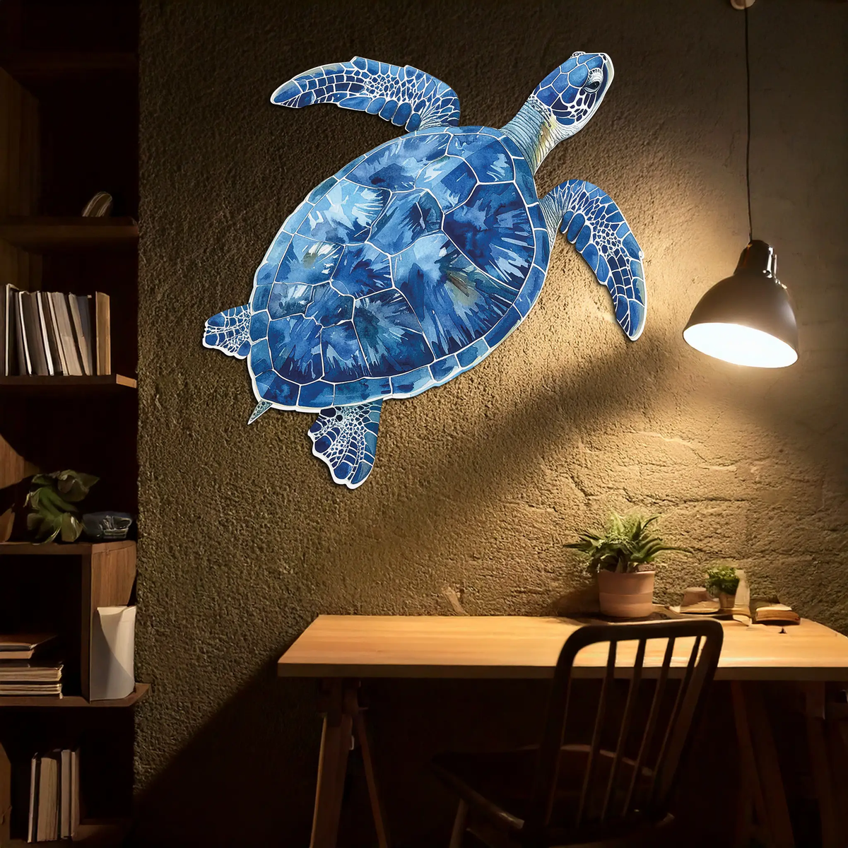 Blue Mosaic Sea Turtle Metal Wall Art – Ocean UV Decor-KAFUVM007 by Enova Art