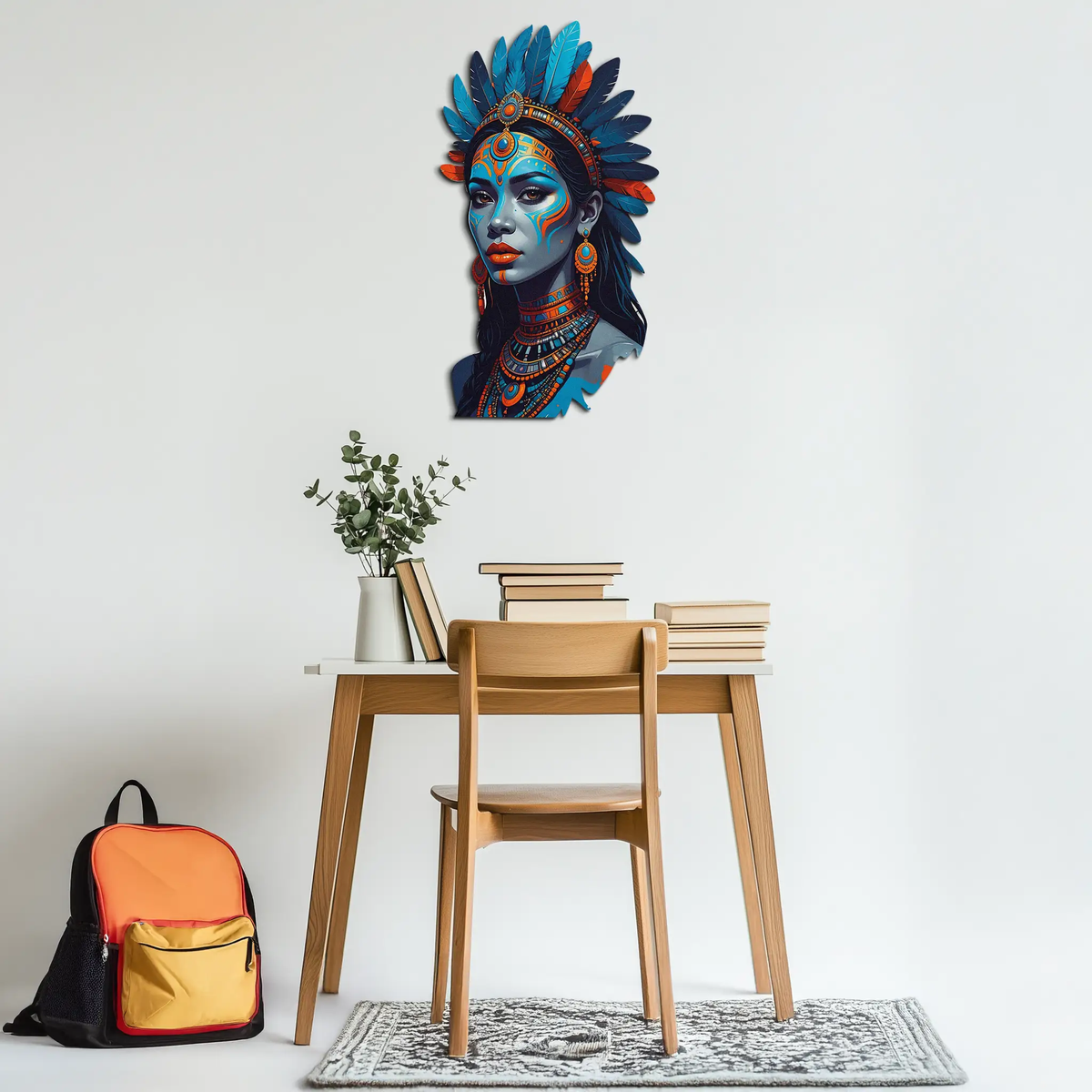 Tribal Blue Goddess Metal Wall Art – Ethnic Spirit Decor-KAFUVM021 by Enova Art