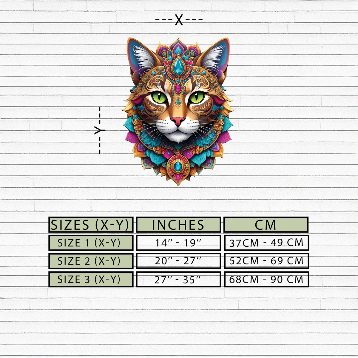 Psychedelic Mandala Cat Wall Art – Vibrant Boho Decor-KAFUVM025 by Enova Art
