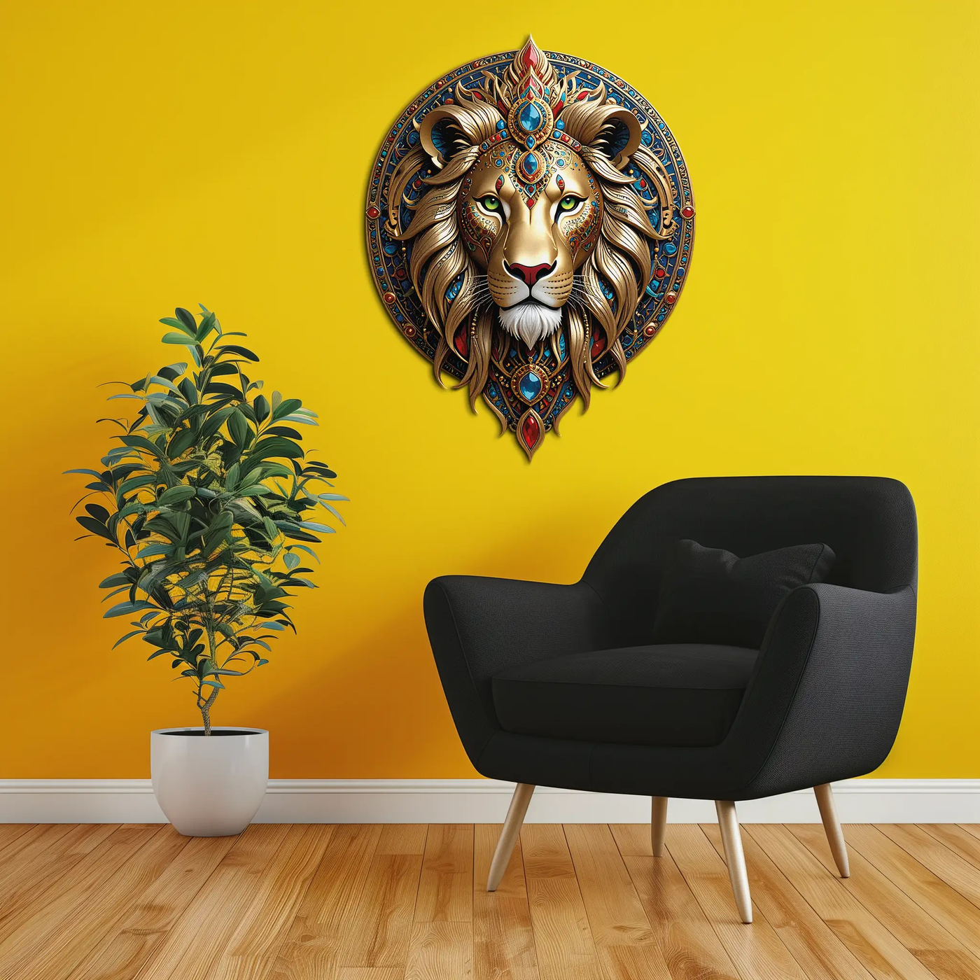 Regal Lion Mandala Wall Art – Royal Jungle Vibes Decor-KAFUVM026 by Enova Art