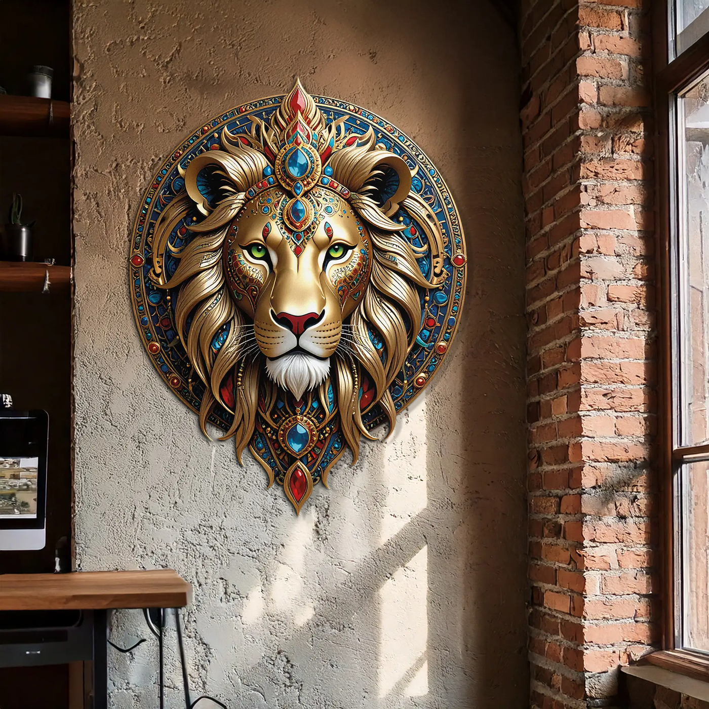 Regal Lion Mandala Wall Art – Royal Jungle Vibes Decor-KAFUVM026 by Enova Art
