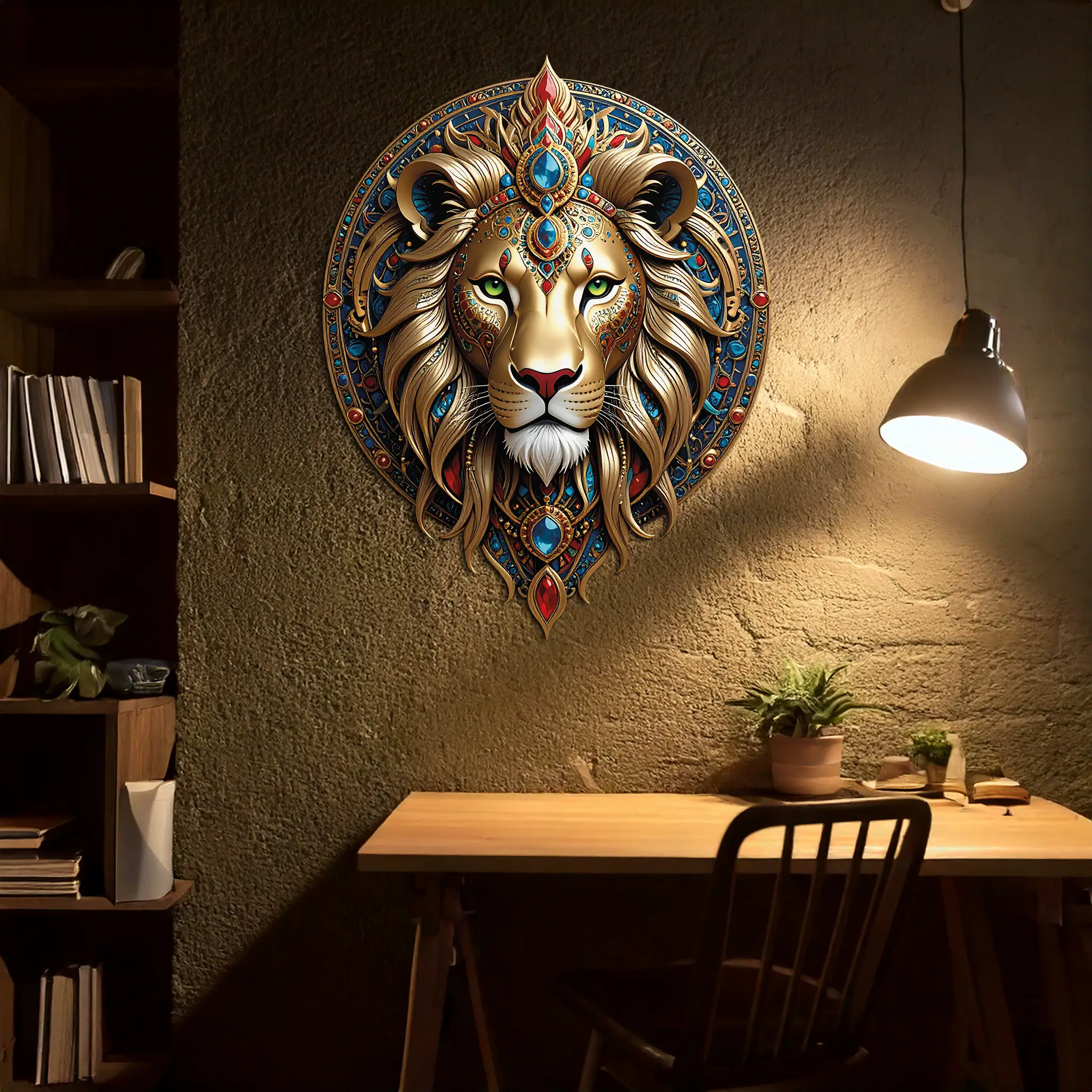 Regal Lion Mandala Wall Art – Royal Jungle Vibes Decor-KAFUVM026 by Enova Art