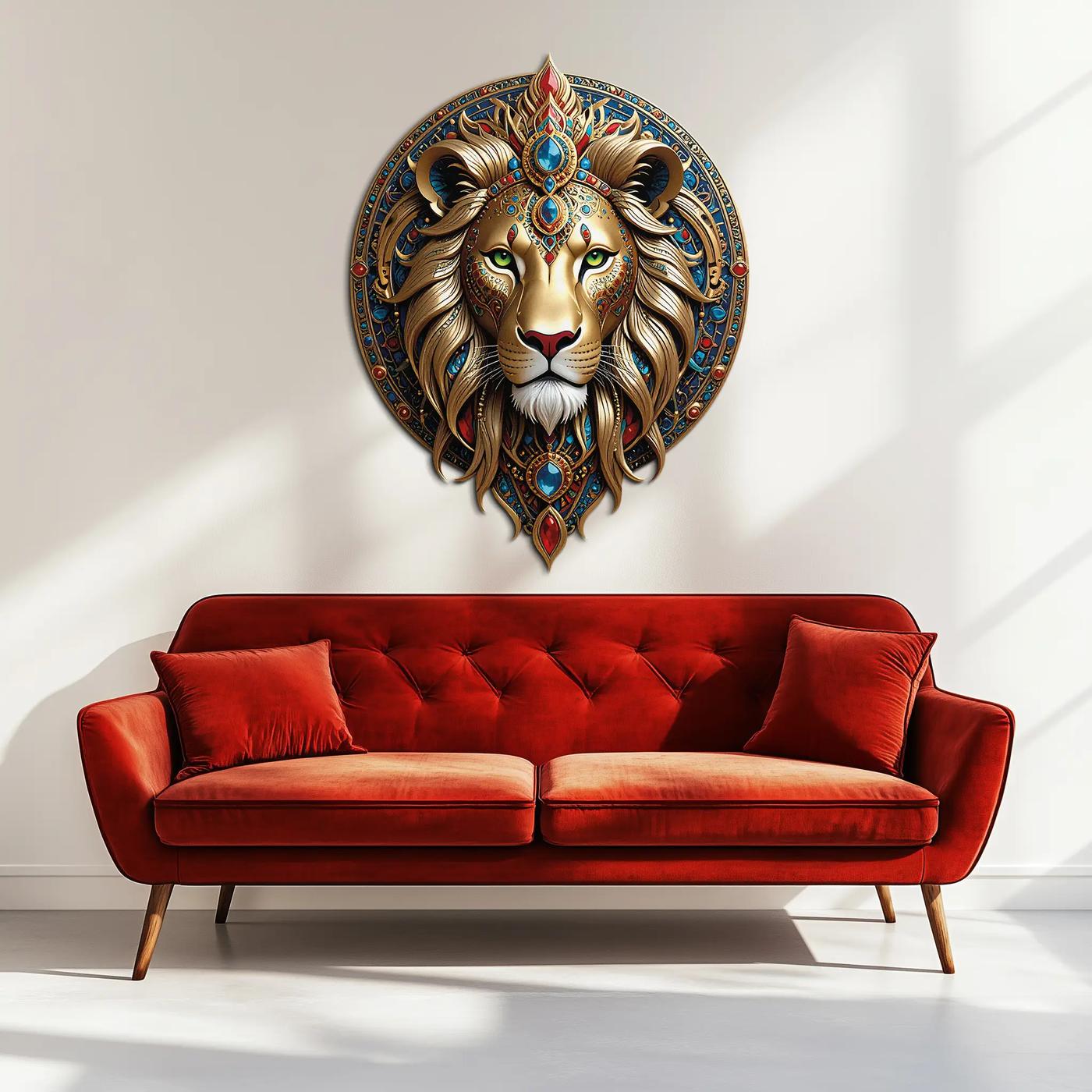 Regal Lion Mandala Wall Art – Royal Jungle Vibes Decor-KAFUVM026 by Enova Art