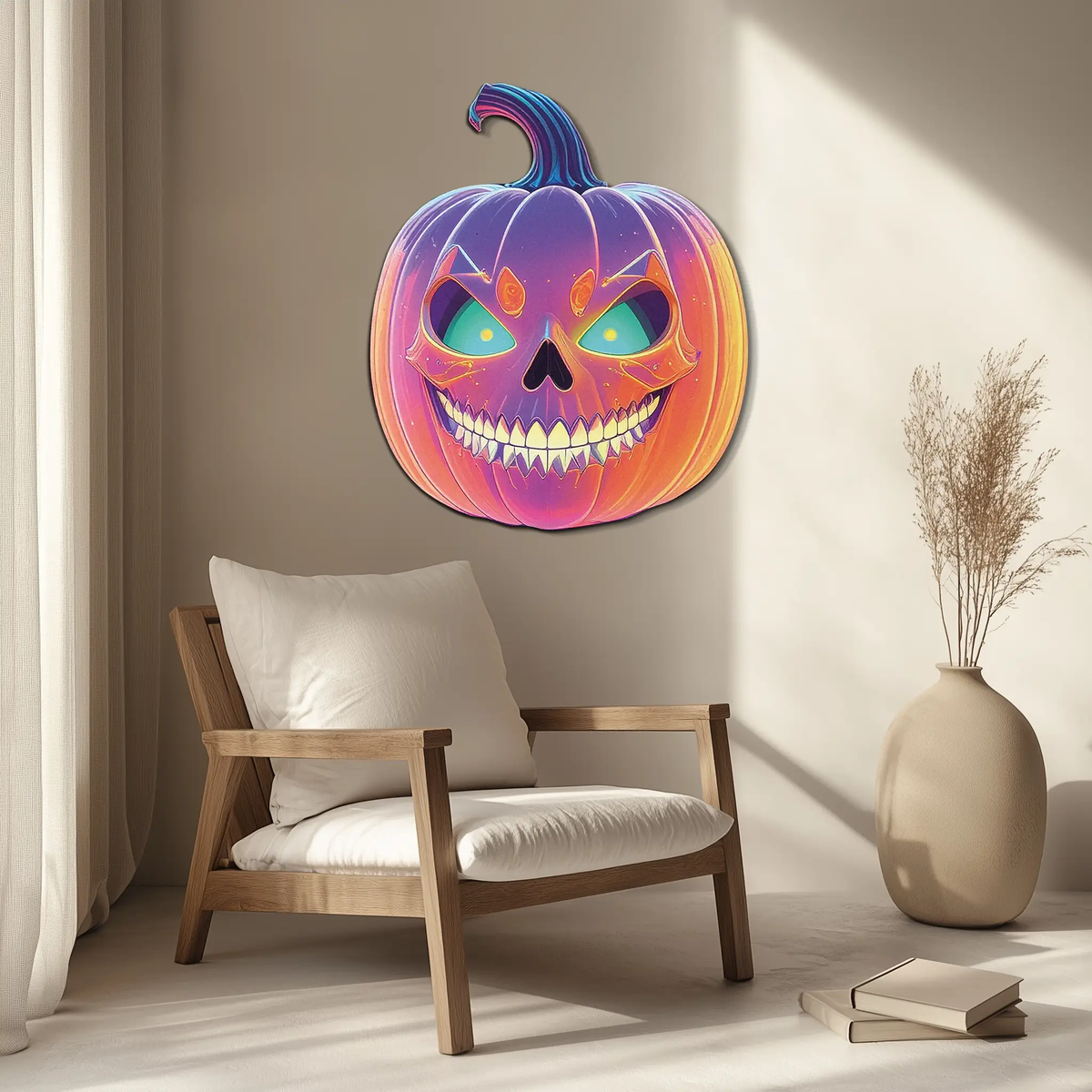 Pumpkin Metal Wall Art – Halloween Jack-o'-Lantern Decor-KAFUVM027 by Enova Art