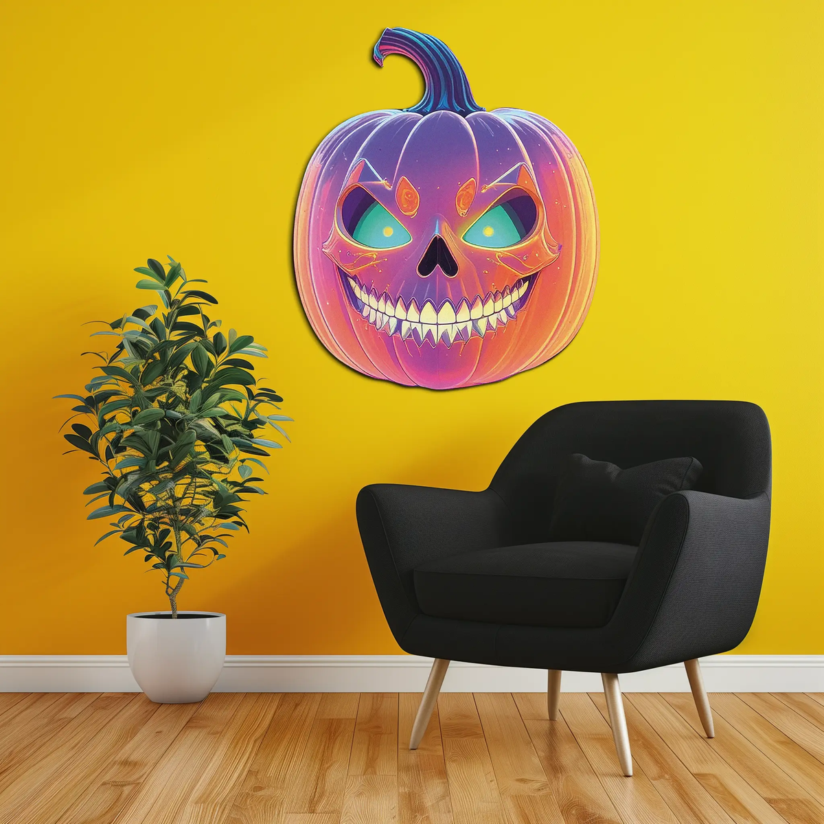 Pumpkin Metal Wall Art – Halloween Jack-o'-Lantern Decor-KAFUVM027 by Enova Art