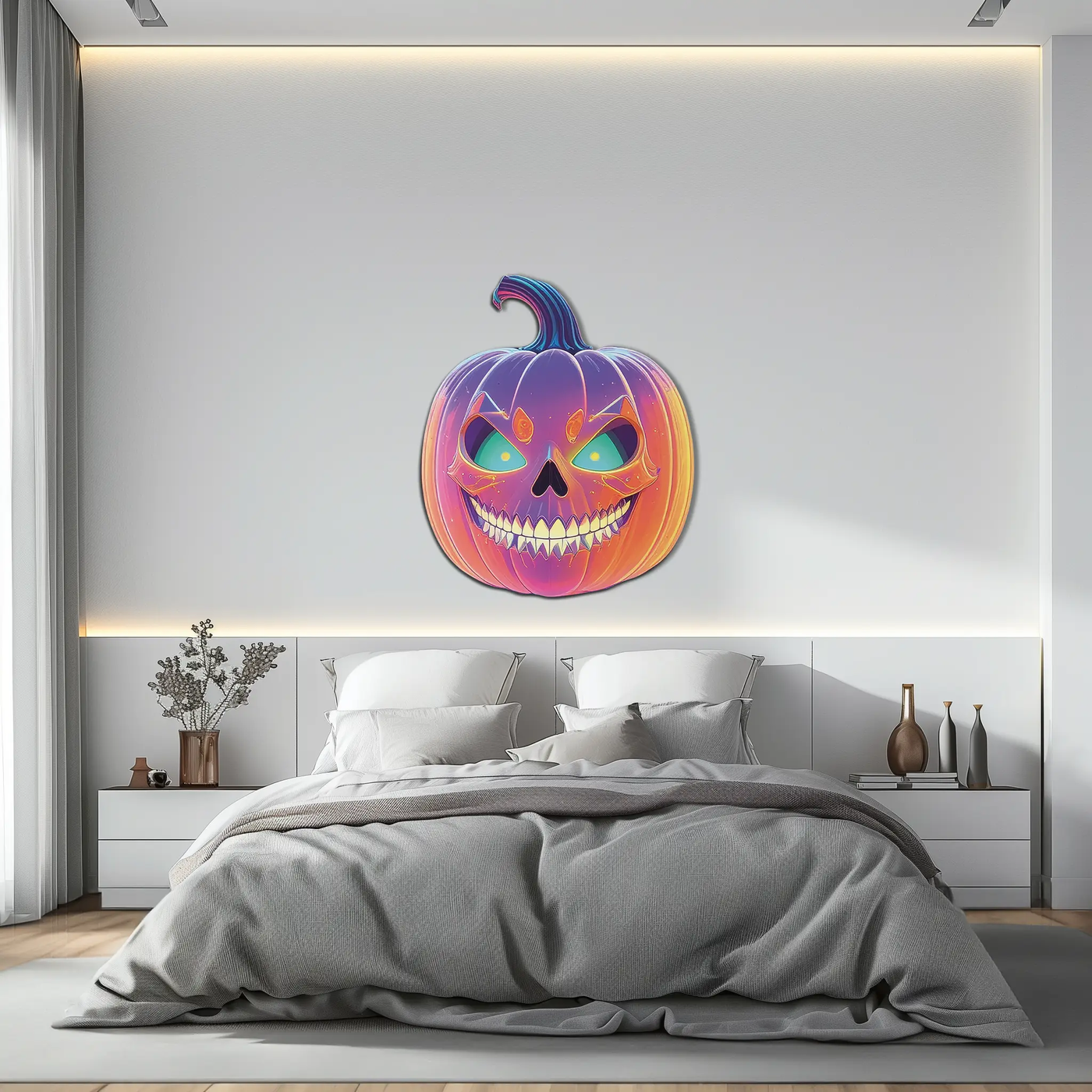 Pumpkin Metal Wall Art – Halloween Jack-o'-Lantern Decor-KAFUVM027 by Enova Art