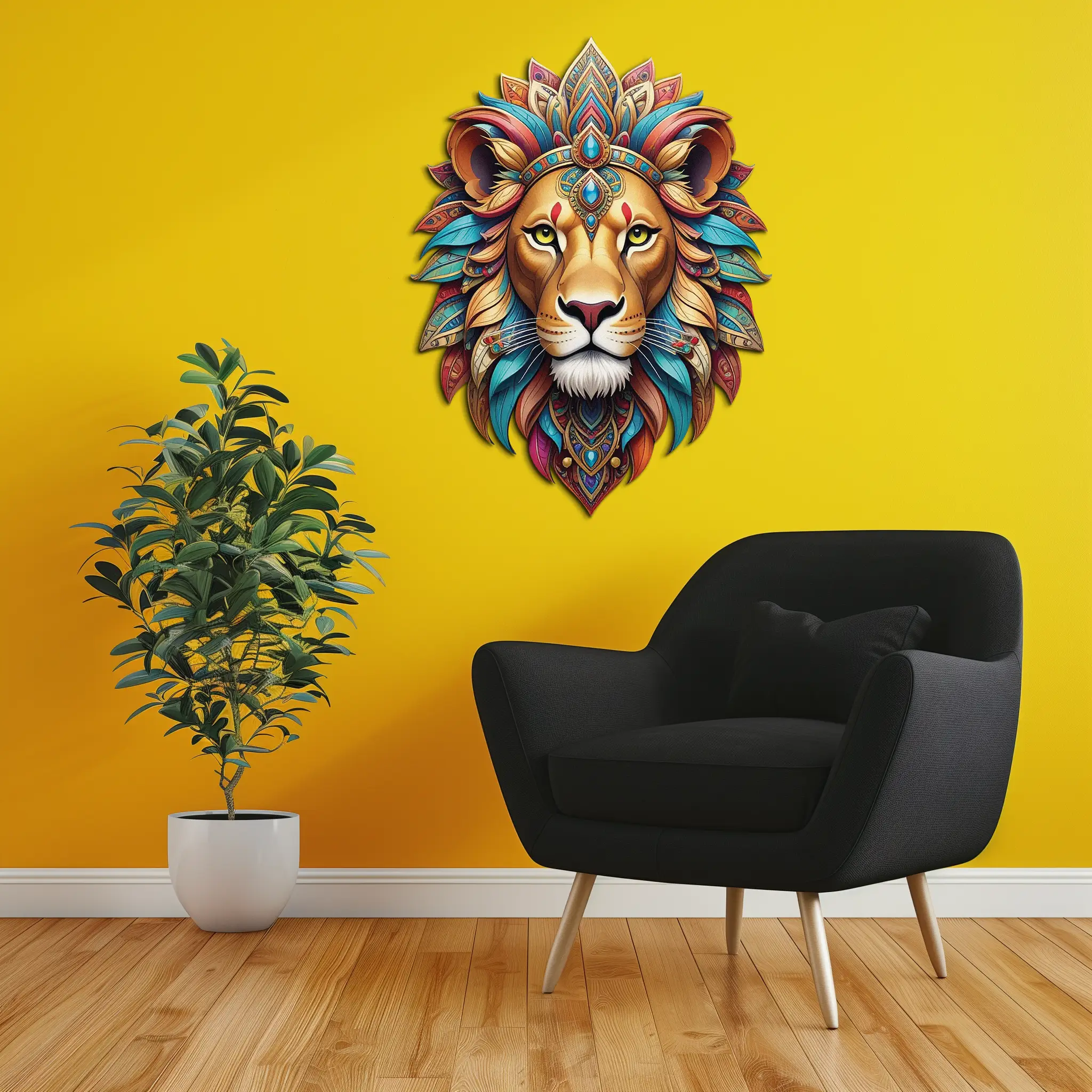 Regal Lion Metal Wall Art – Tribal Vibes, Fierce Style-KAFUVM029 by Enova Art