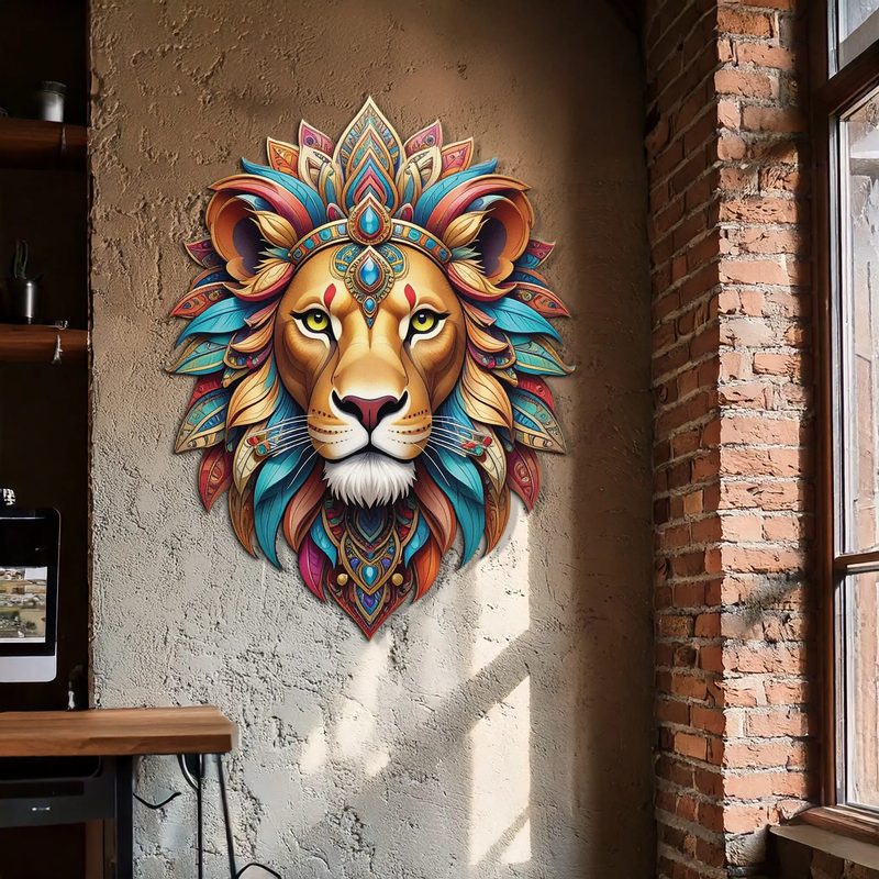 Regal Lion Metal Wall Art – Tribal Vibes, Fierce Style-KAFUVM029 by Enova Art