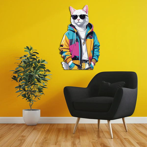 Cool Cat Metal Wall Art – Urban Street Style Decor-KAFUVM033
