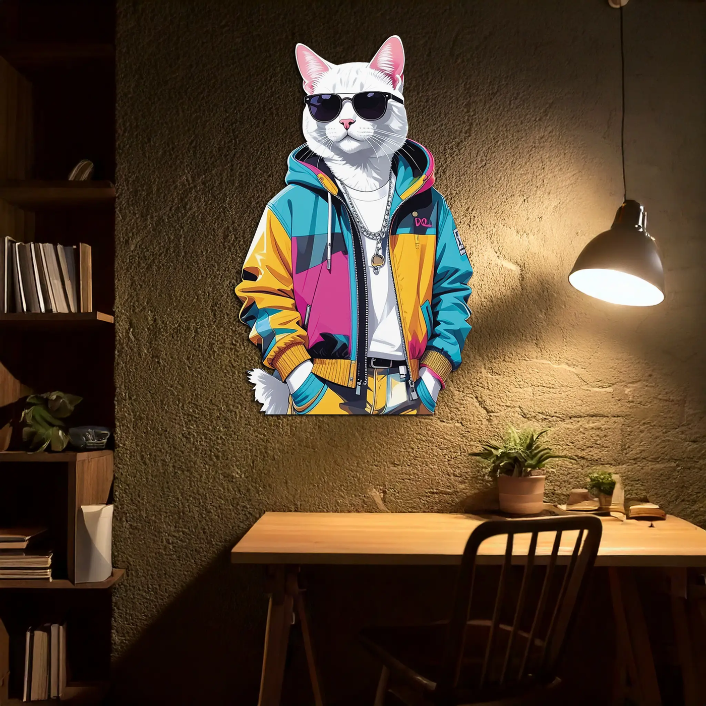 Cool Cat Metal Wall Art – Urban Street Style Decor-KAFUVM033 by Enova Art
