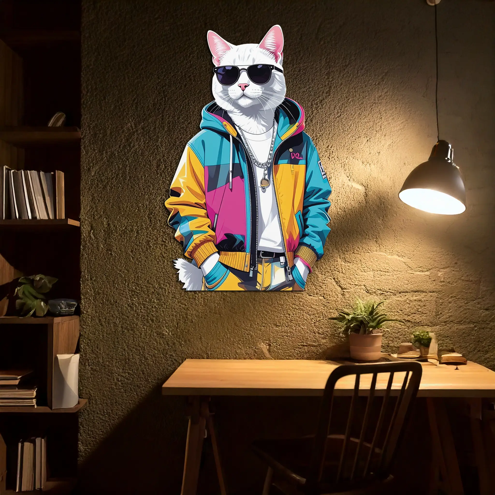 Cool Cat Metal Wall Art – Urban Street Style Decor-KAFUVM033 by Enova Art