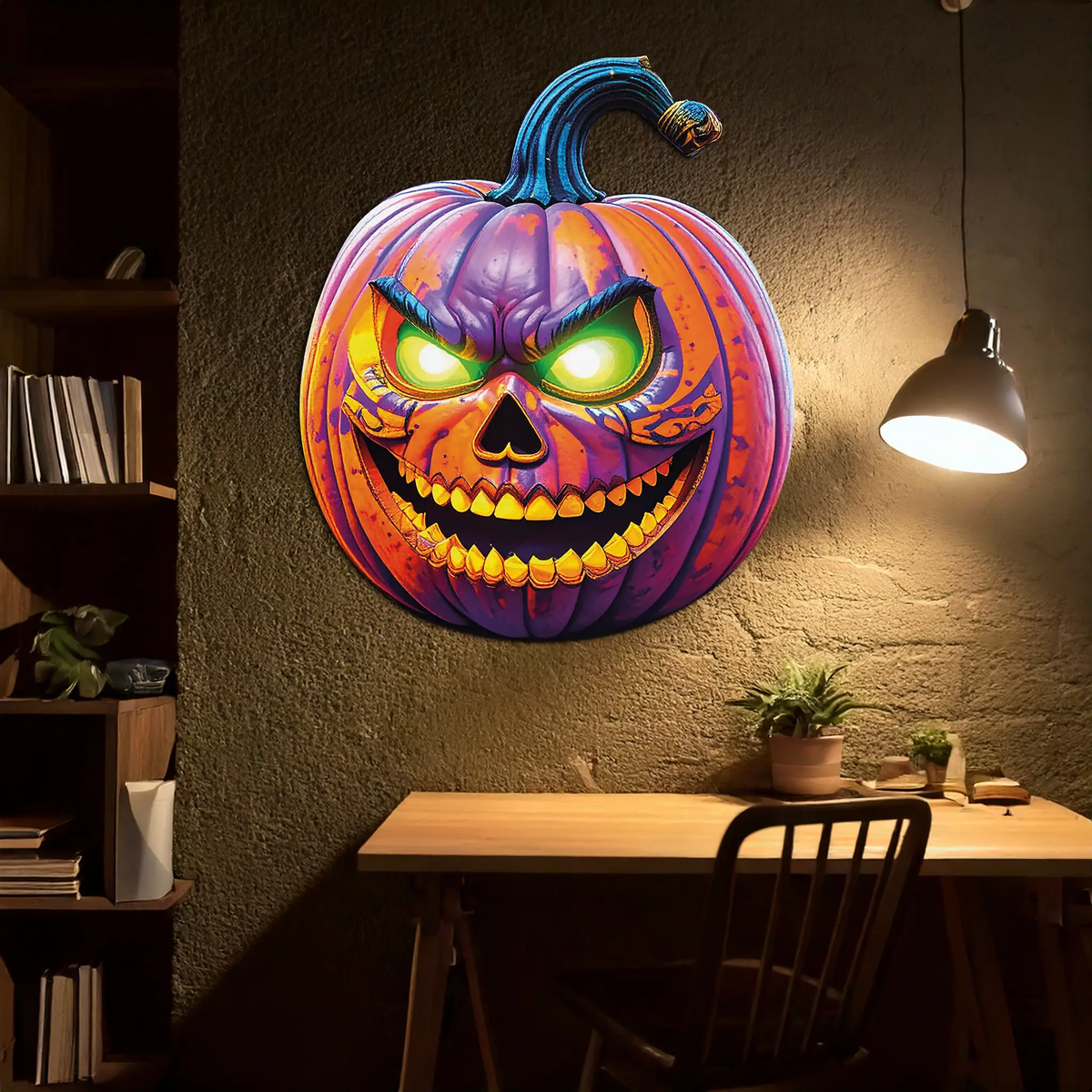 Evil Pumpkin Metal Wall Art – Spooky Halloween Decor-KAFUVM034 by Enova Art